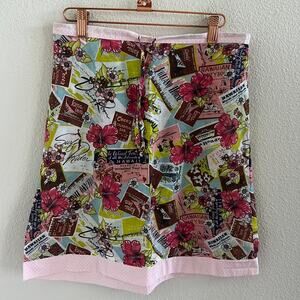 Honolua Wahine Hawaii Printed Scene Skirt 100% Cotton Volcano House M